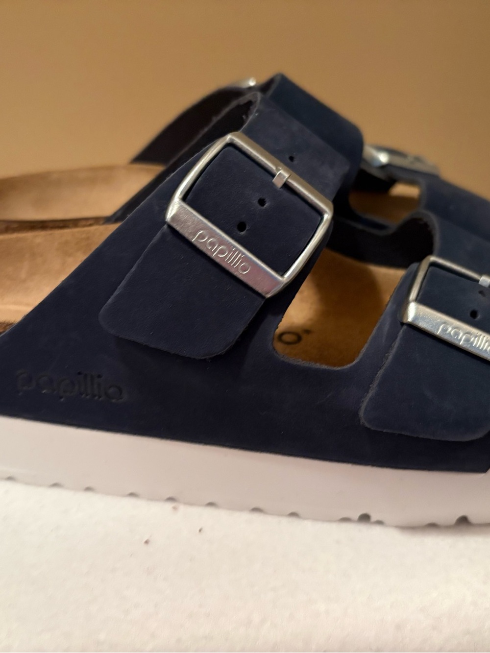 Women size 38 Birkenstock platform sandal in Navy - Picture 2 of 8